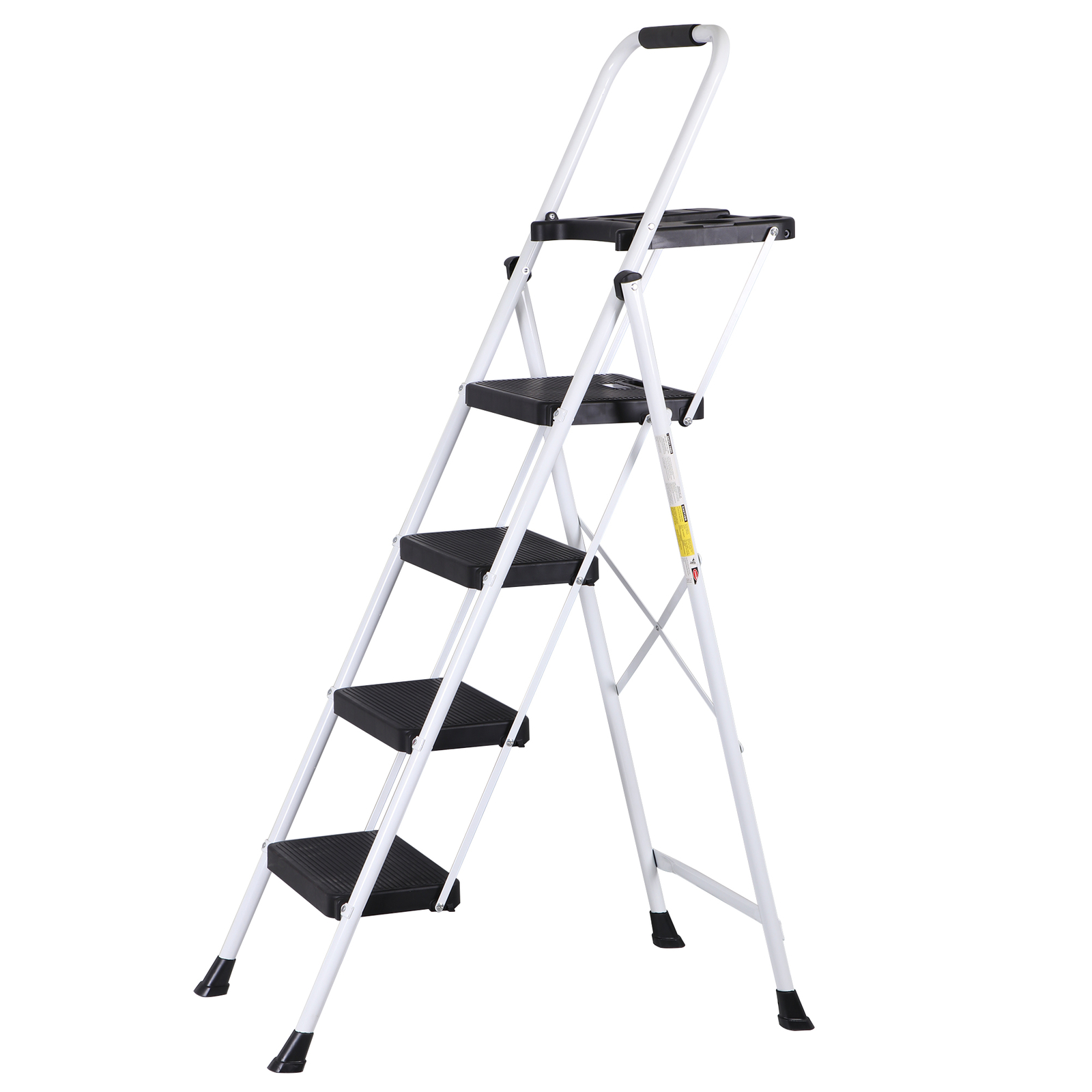 4-Step Ladder Folding Step Stool 330lbs Max Load Capacity Sturdy Steel Non-Slip