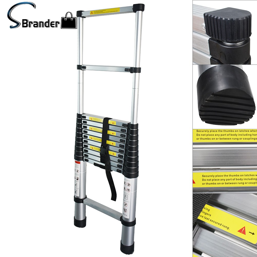 12.5 Feet Aluminum Telescopic Ladder 330 Lbs Multi Purpose Extension Ladder