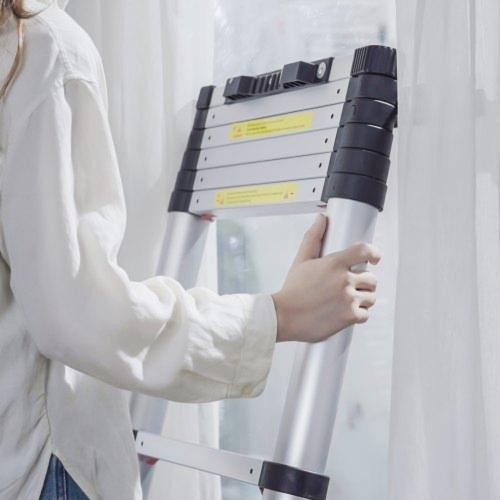 Telescoping Ladder 10.5 FT Aluminum Onebutton Retraction Collapsible
