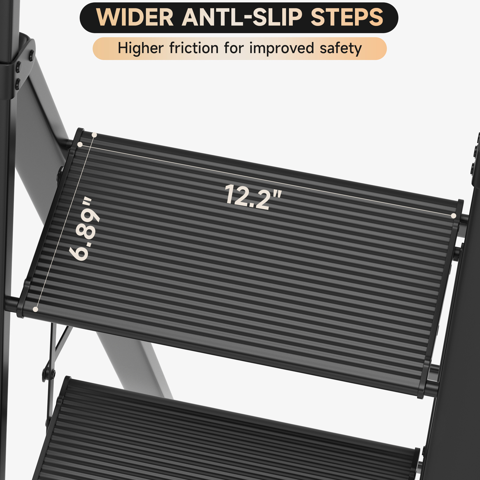 5 Step Ladder, Foldable Step Stool, Aluminum Step Ladder with Anti-Slip Pedal