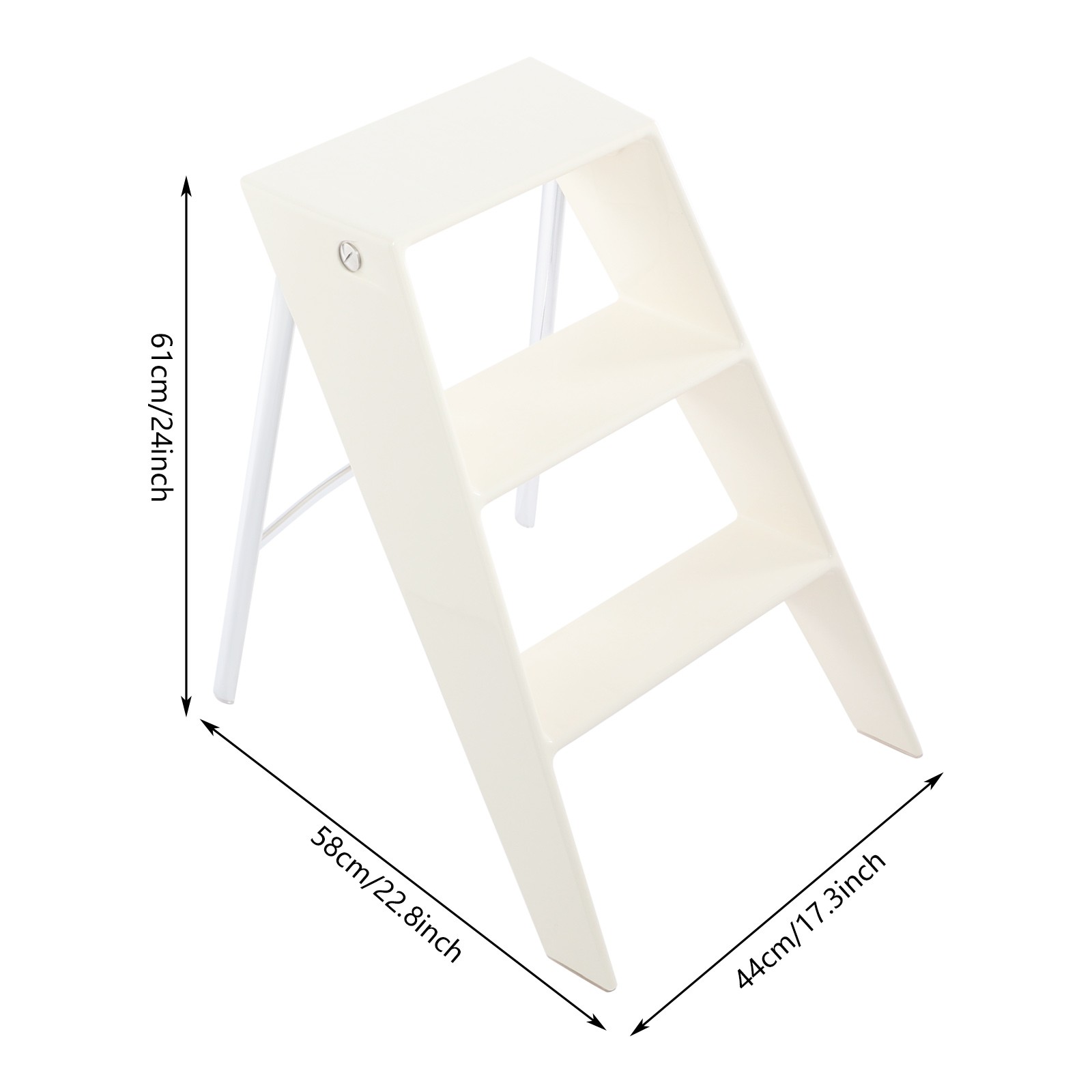 Portable Folding 3-step Step Stool With Anti-slip Features 220.46 Lbs Capacity~