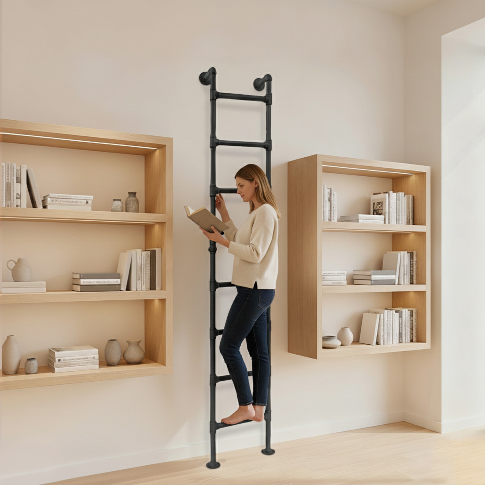 8-Step Loft Ladder Bunk Bed Ladder High Attic Step Ladders 150kg/330.69lbs