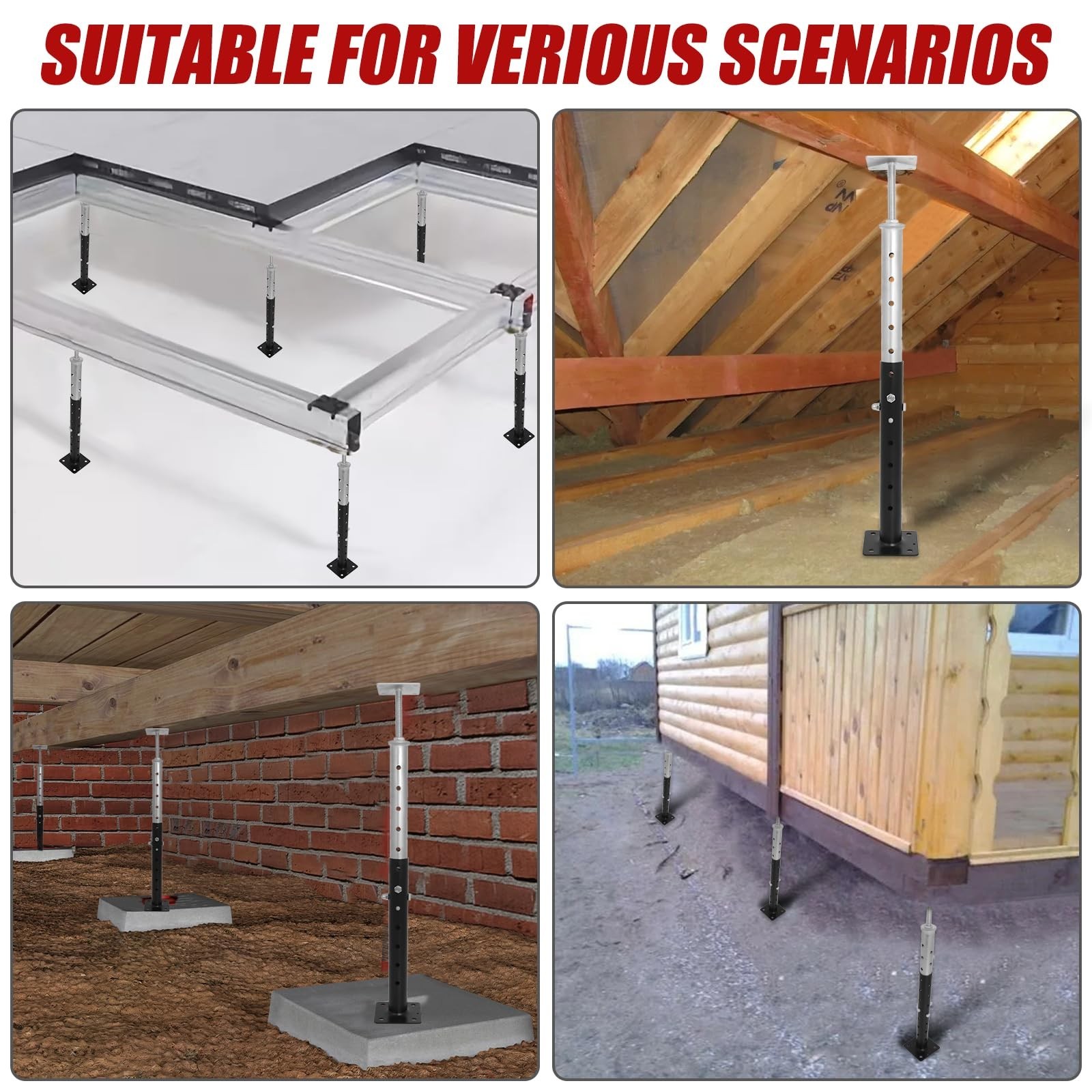 Adjustable House Floor Jacks, 4 PCS House Jacks for Leveling, Floor Straighte…