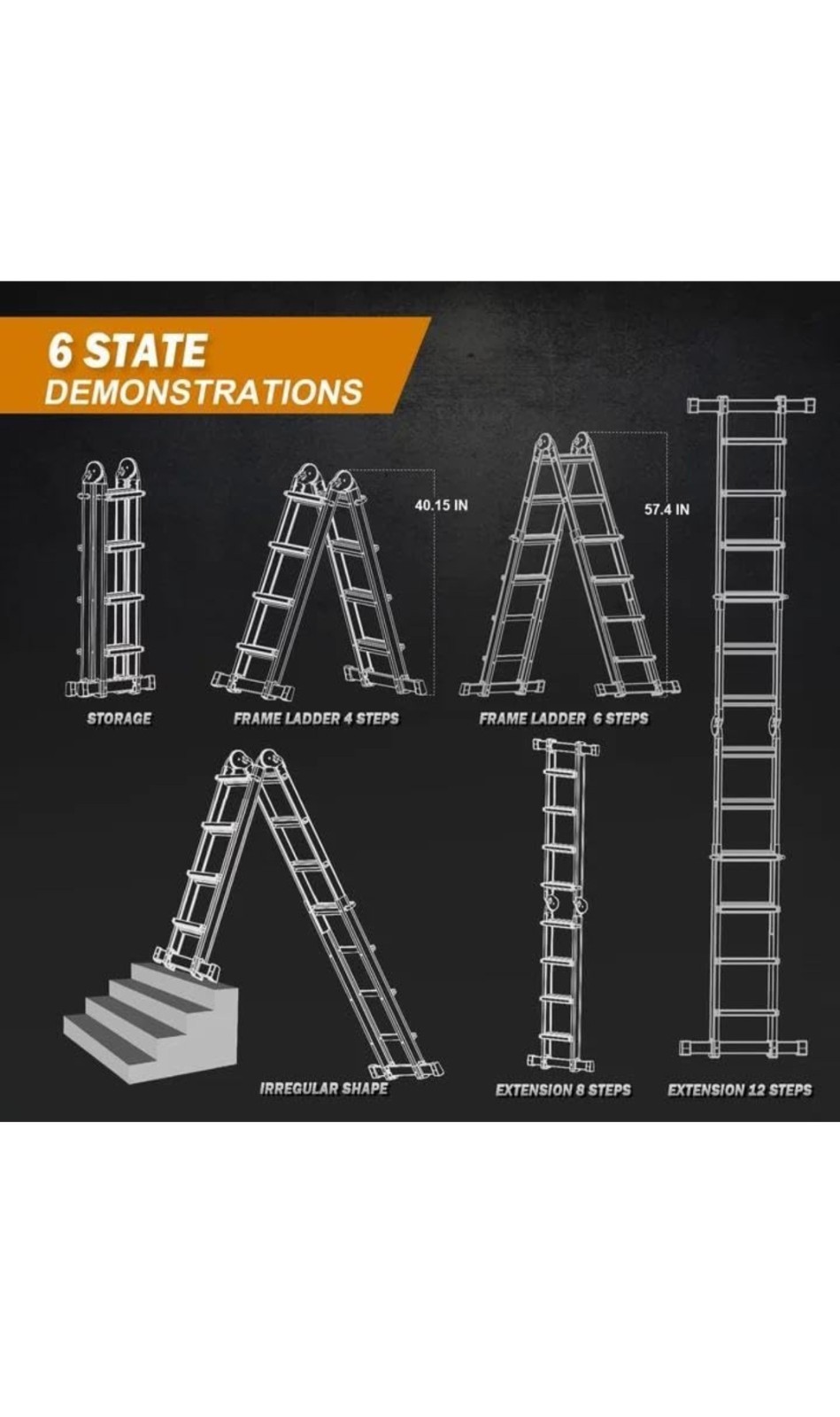 Ladder, A Frame Extension Ladder, 14 Ft Multi Position Ladder