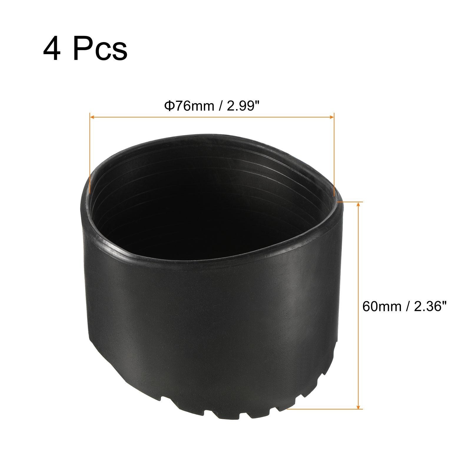 4Pcs 76mm ID Rubber Telescopic Ladder Non-Slip Feet Mat Pad Cover Cushion Black