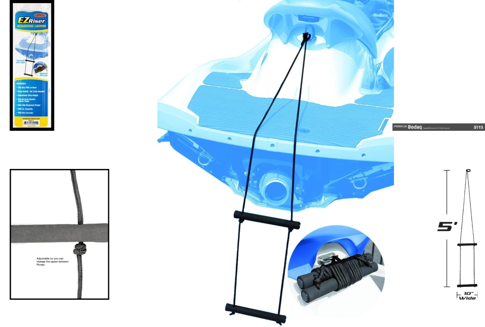 Compact EZ Riser Boarding Ladder – Universal Fit for Safe Watercraft Re-boarding