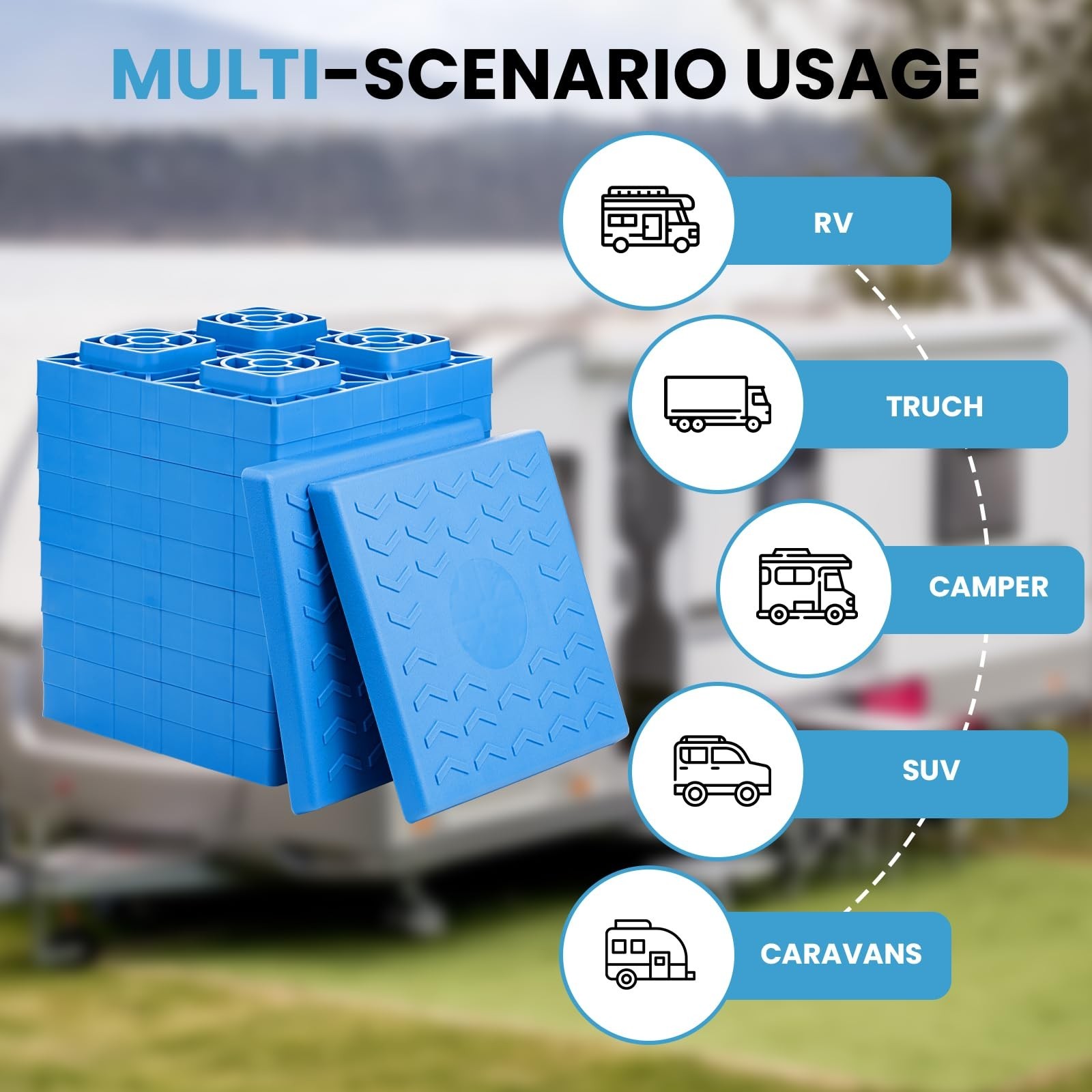 RV Leveling Blocks – 12 Pack Heavy Duty Camper Leveling Blocks with Handbag a…