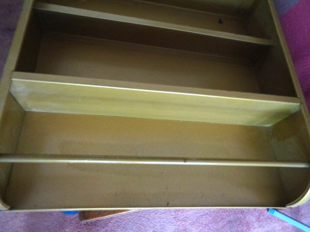 3-Tier Shelf Gold metal w/towel rack Garage or bathroom 22 X 16 1/4 “