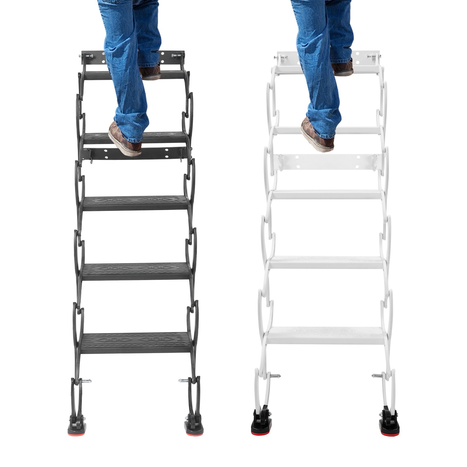 5 Step Wall Mounted Folding Ladder Telescoping Ladders Retractable Folding Stair