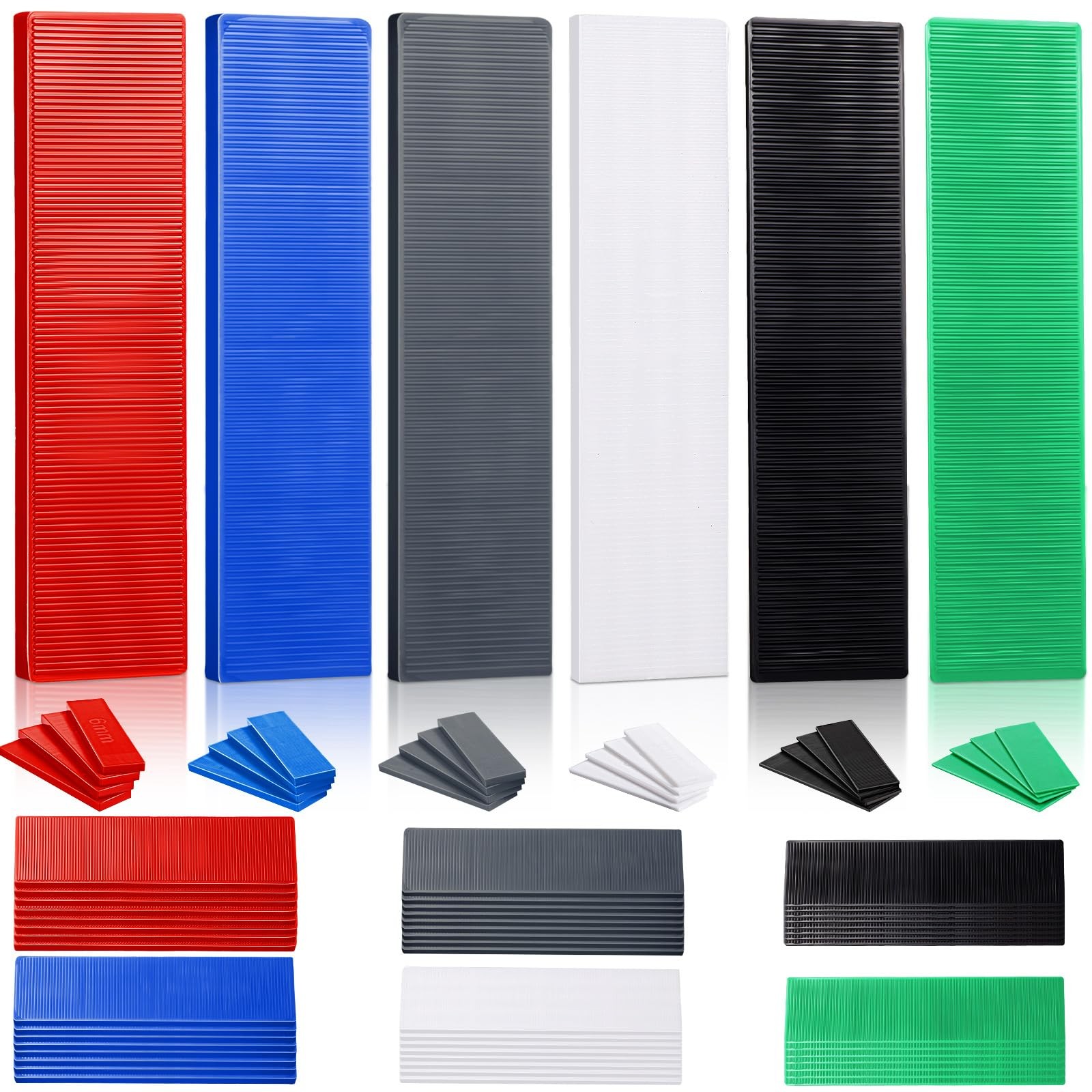 Konohan 240 Pcs Plastic Flat Shims black, green, red, blue, white, and gray