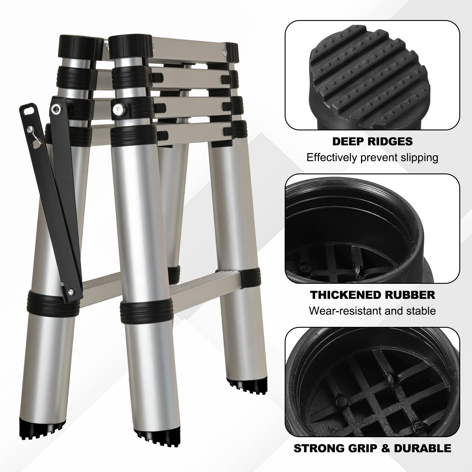 Ladder Non Slip Feet Mat (47.5mm ID)(2Pcs), Rubber Round Step Ladder Foot, Black
