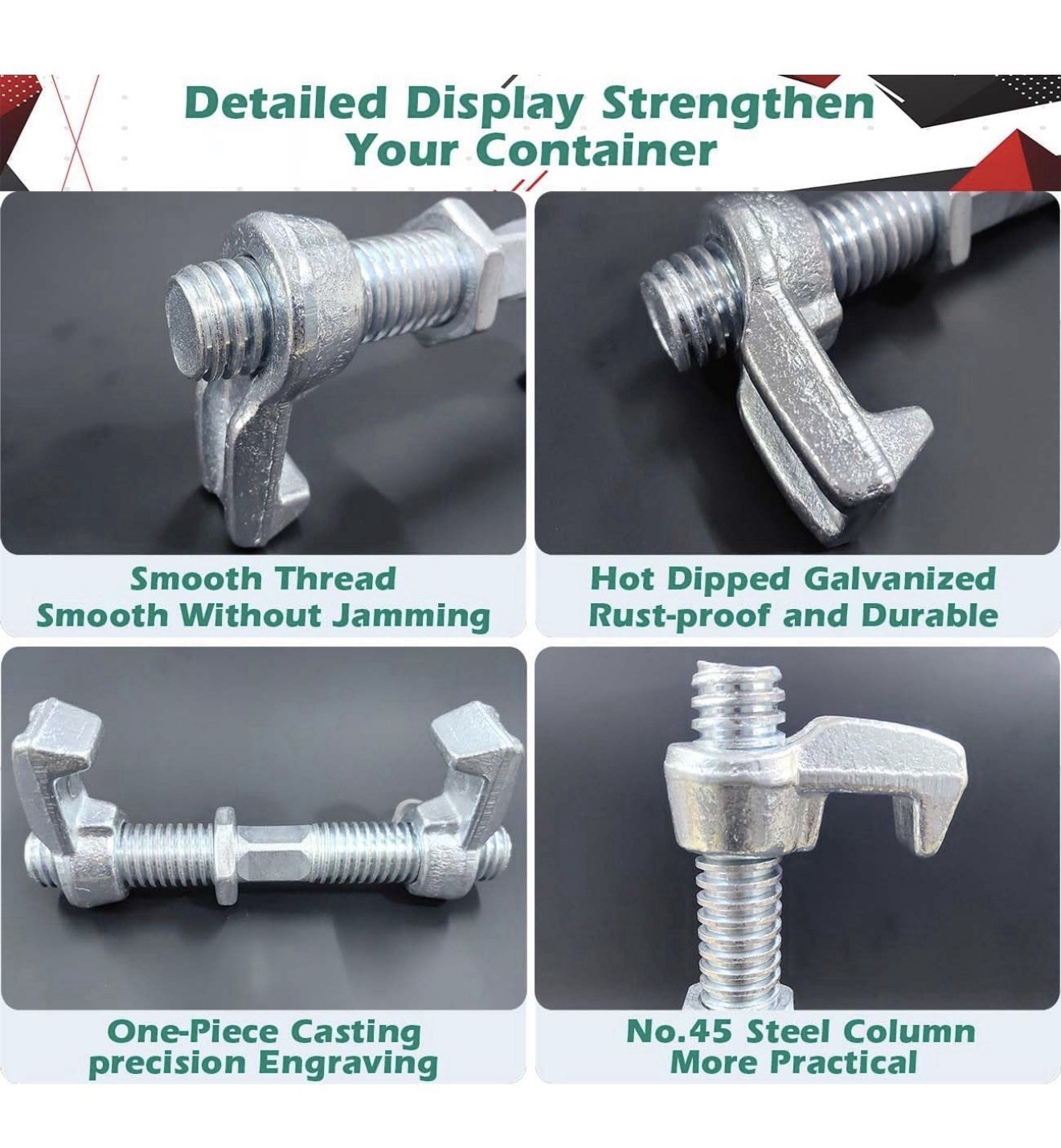 4 Pack Shipping Container Bridge Fitting Clamp/ 380 mm Galvanized Screw Clamp…
