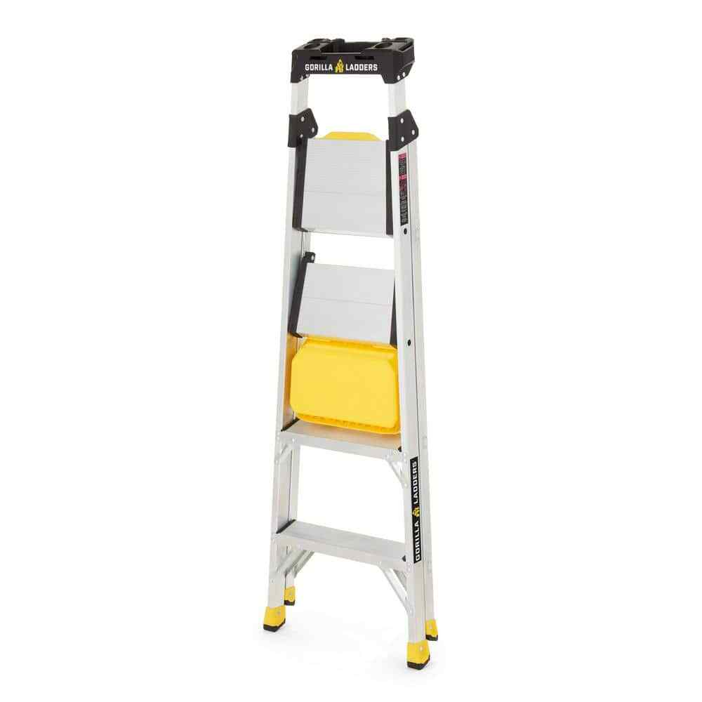 5.5 ft Aluminum Dual Platform Heavy Duty Hybrid Ladder 10 ft Reach 300 lbs