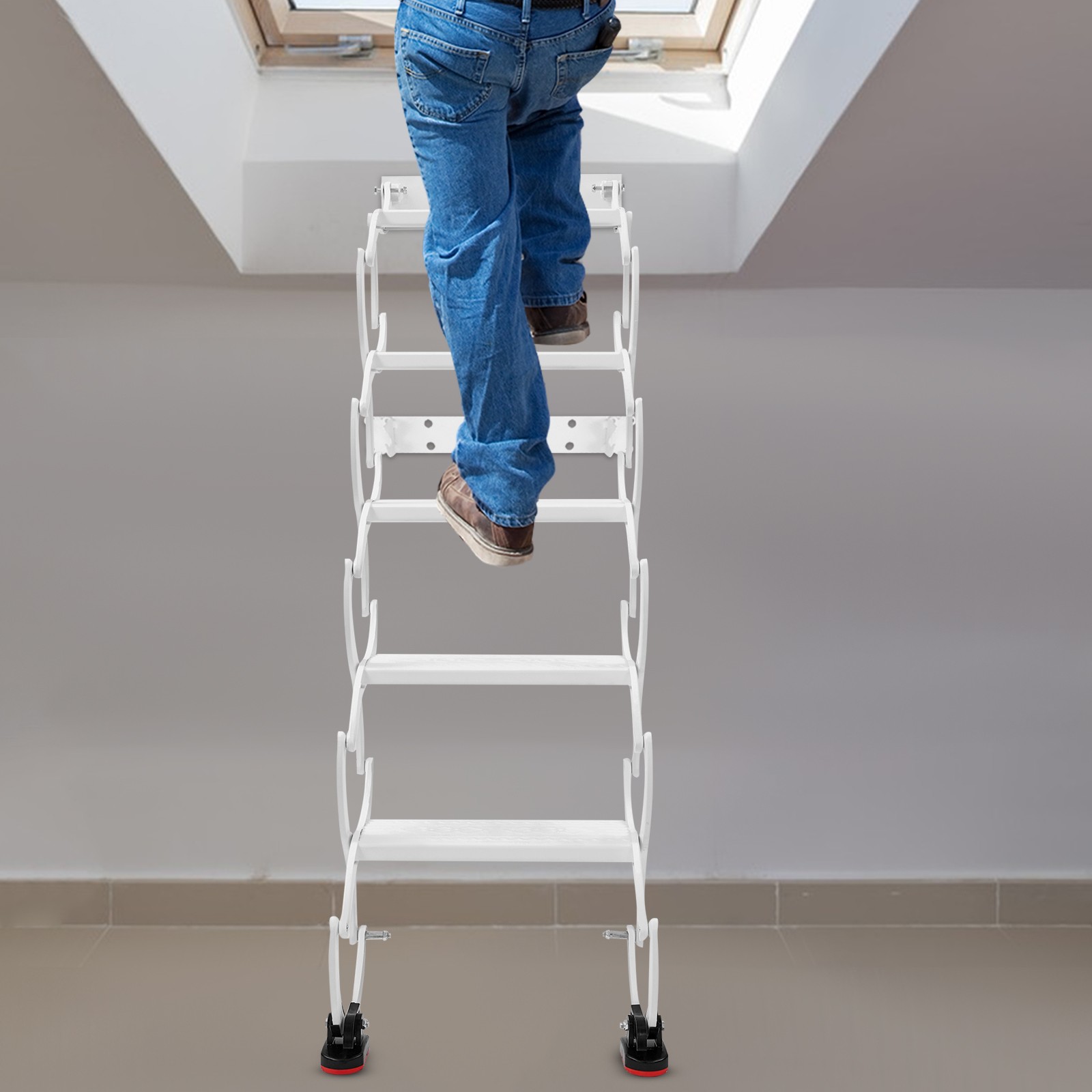 5 Step Wall Mounted Retractable Folding Stair Folding Ladder Telescoping Ladders