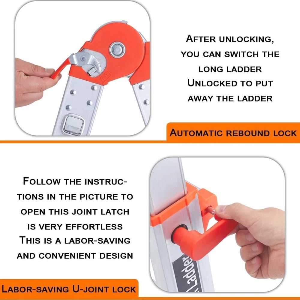 Ladder, A Frame 4 Step Ladder Extension, 14 FT Anti-Slip Multi Position &
