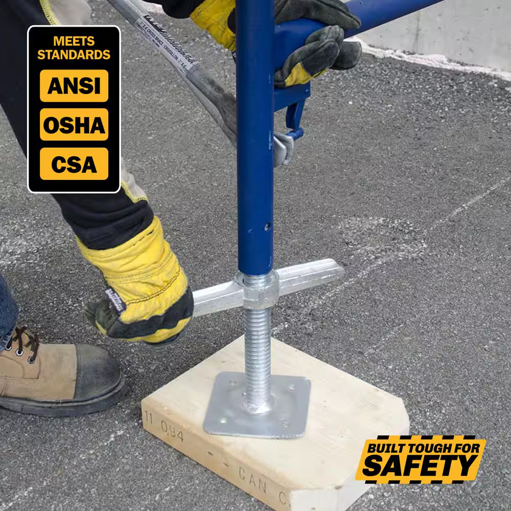 24-Inch Galvanized Steel Adjustable Leveling Jacks with Heavy-Duty Base Plate an