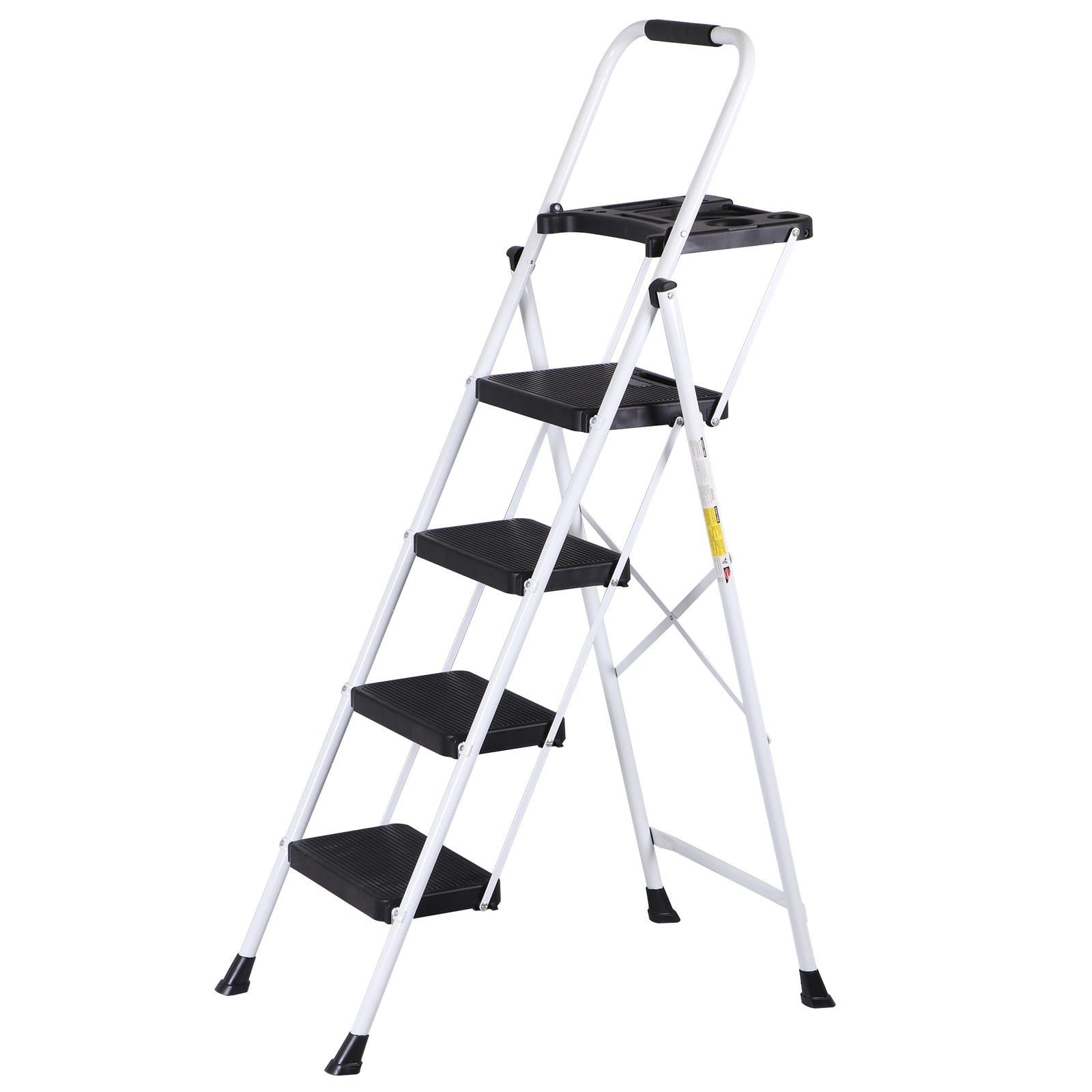 4-Step Ladder Folding Step Stool 330lbs Max Load Capacity Sturdy Steel Non-Slip