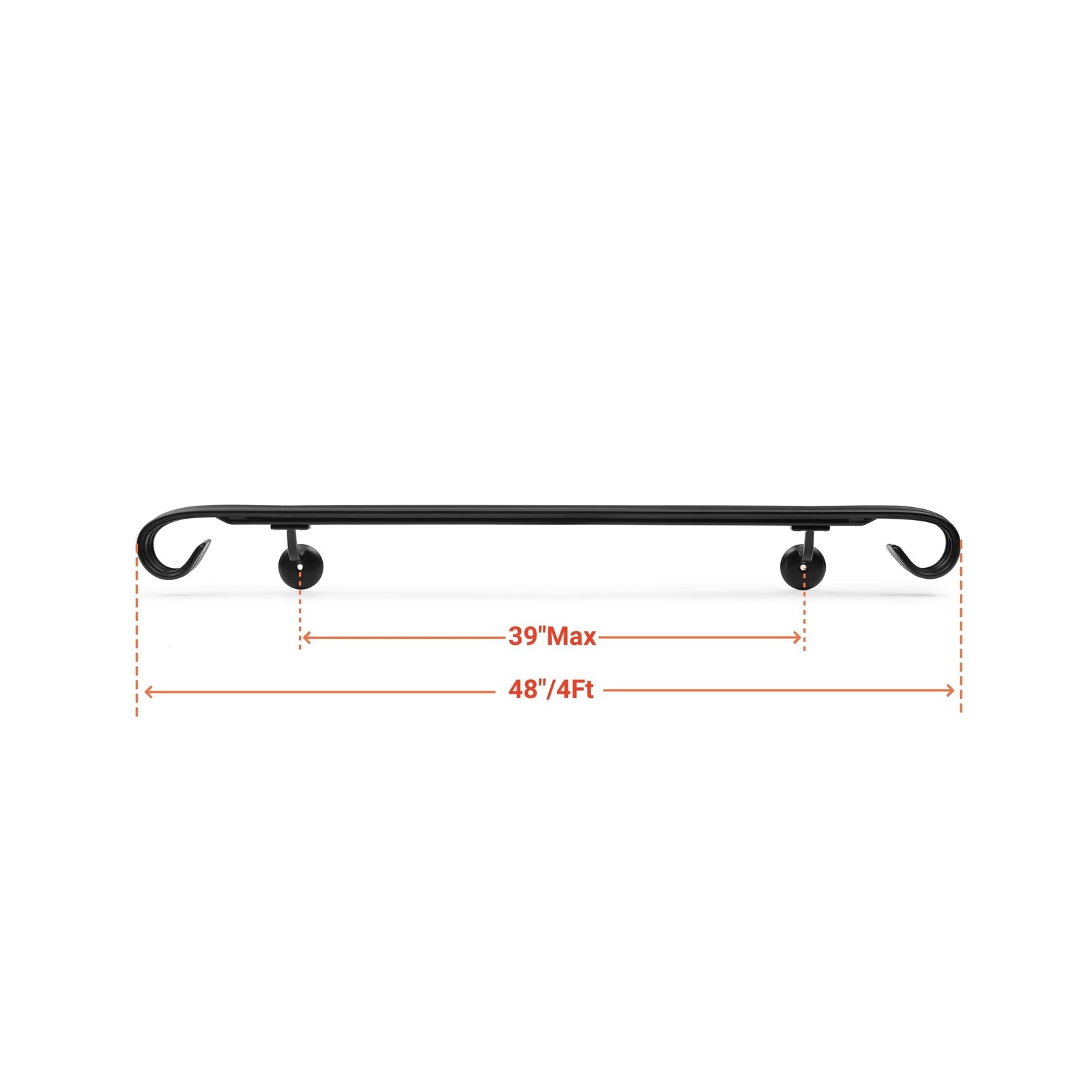 4 Ft Wrought Iron handrail Stair Rail Grab Bar Kit Matte Black Railing Stairc…