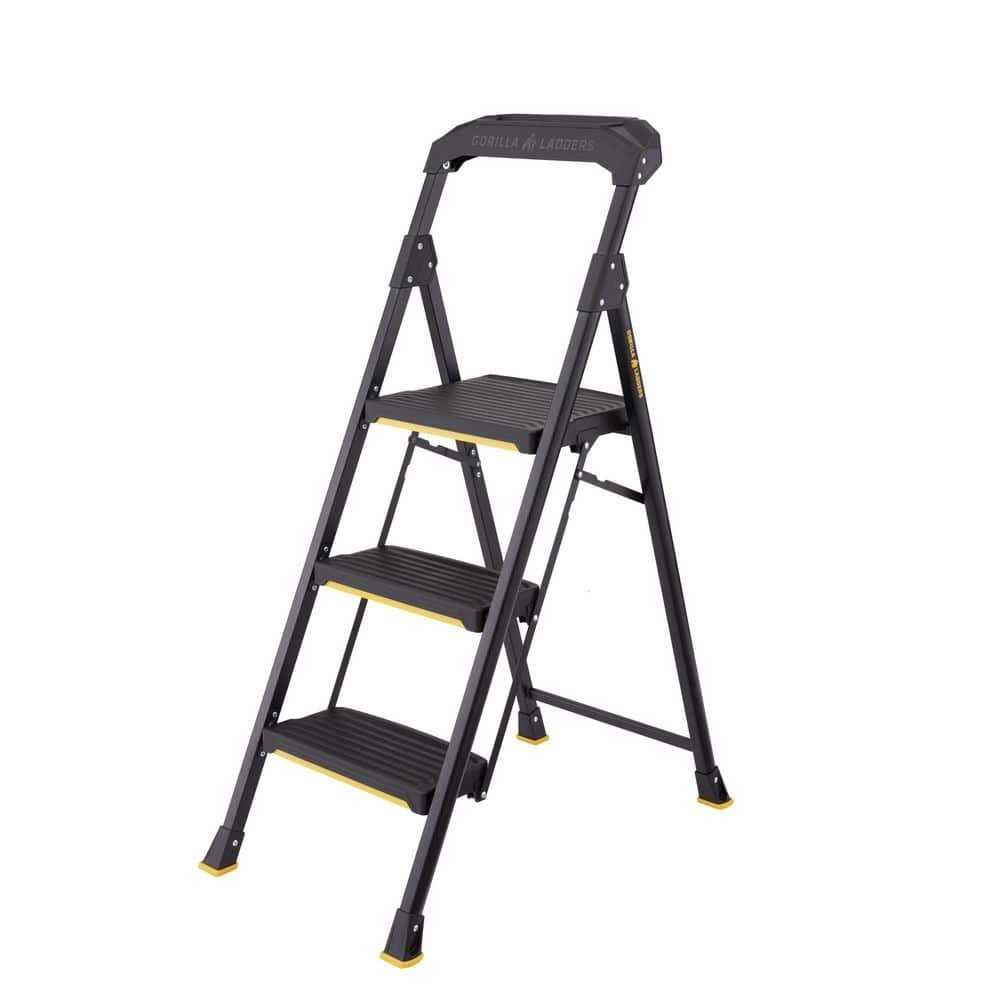 Gorilla Ladders Step Stool Foldable Steel Slip-Resistant 300 lbs. Load Capacity