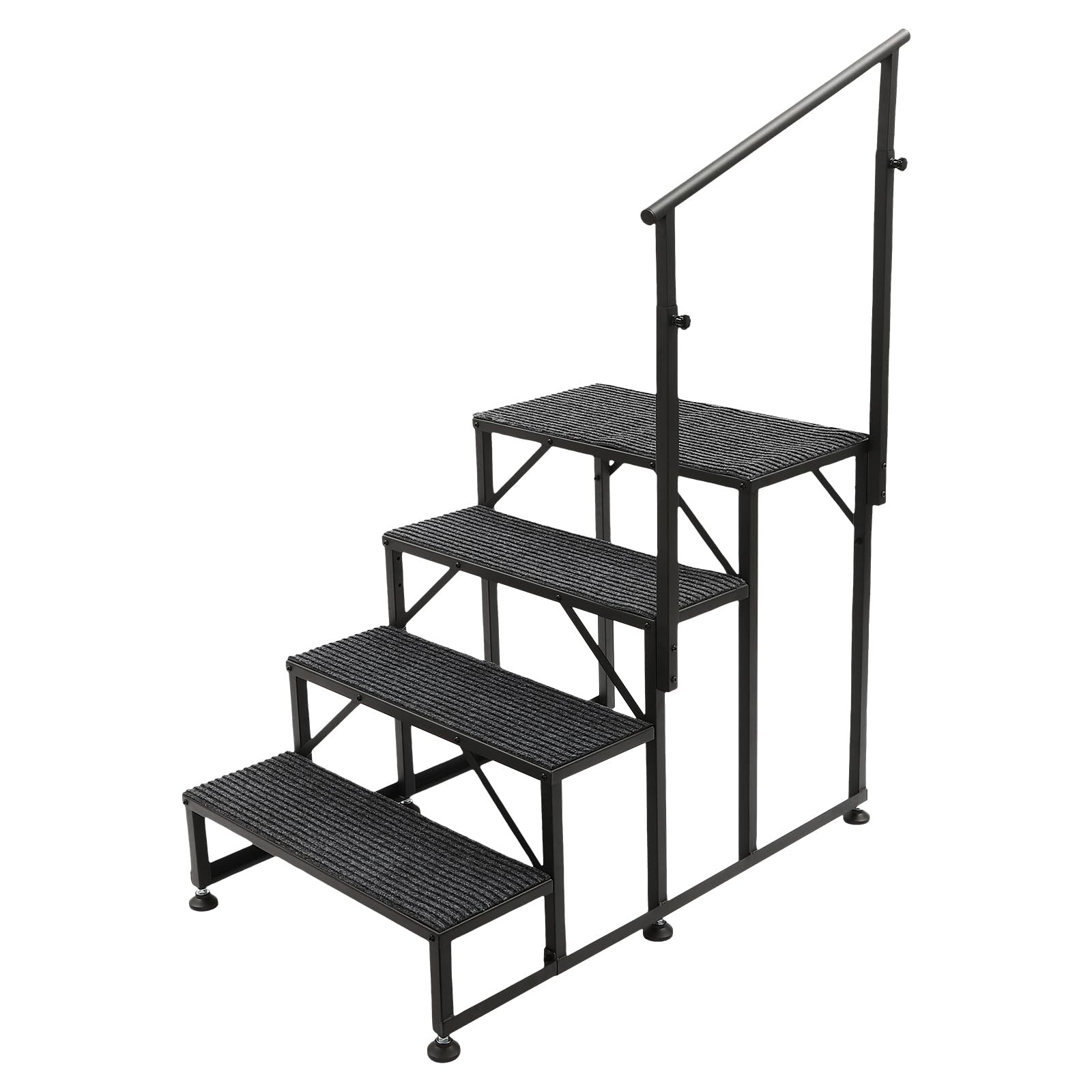 Heavy Duty 4 Step Hot Tub RV Steps with Single Handrail Anti Slip Mats