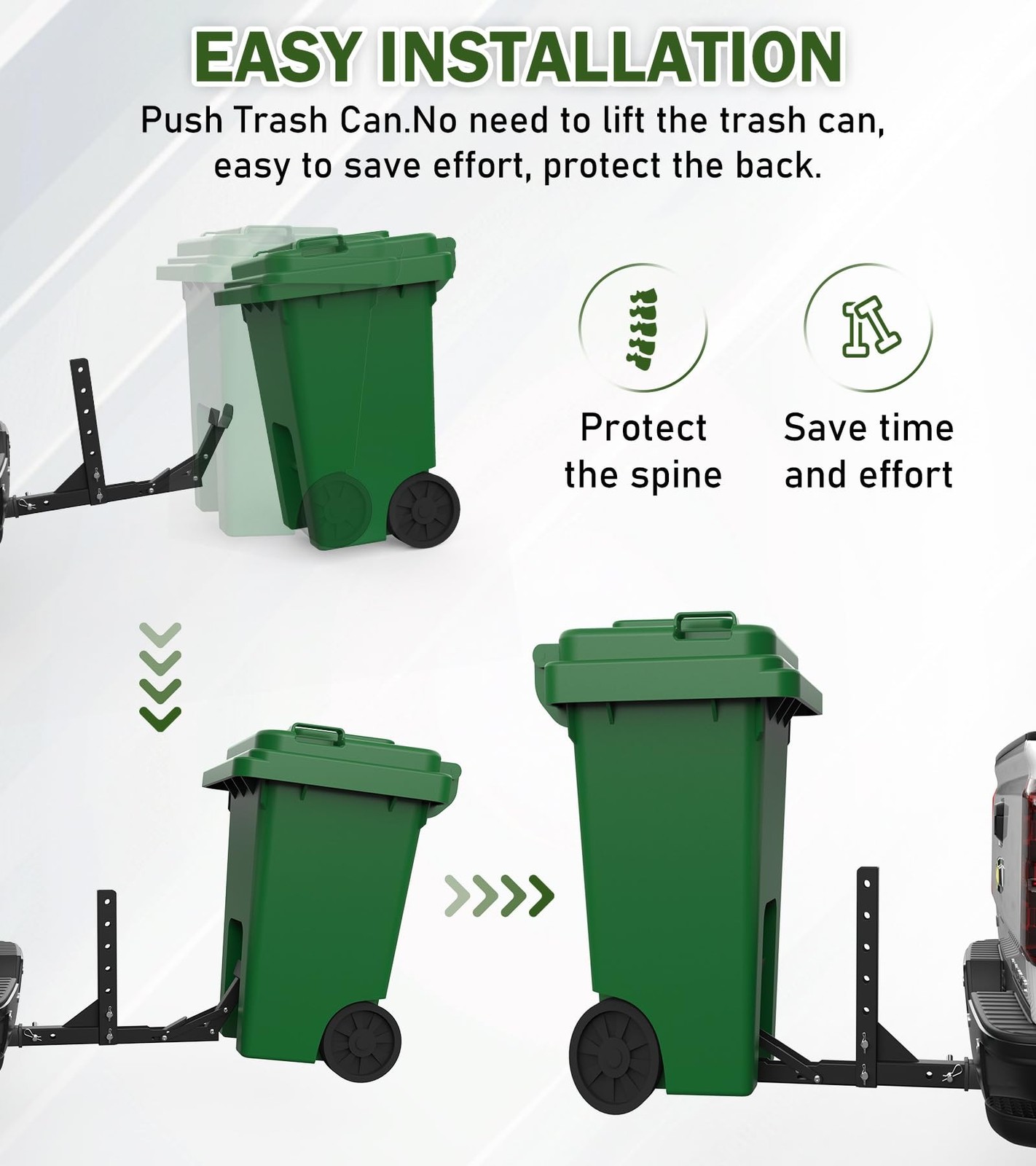 ELITEWILL New Trash Can Hauler Hitch Trash Can Transporter,Wheeled Garbage Ca…