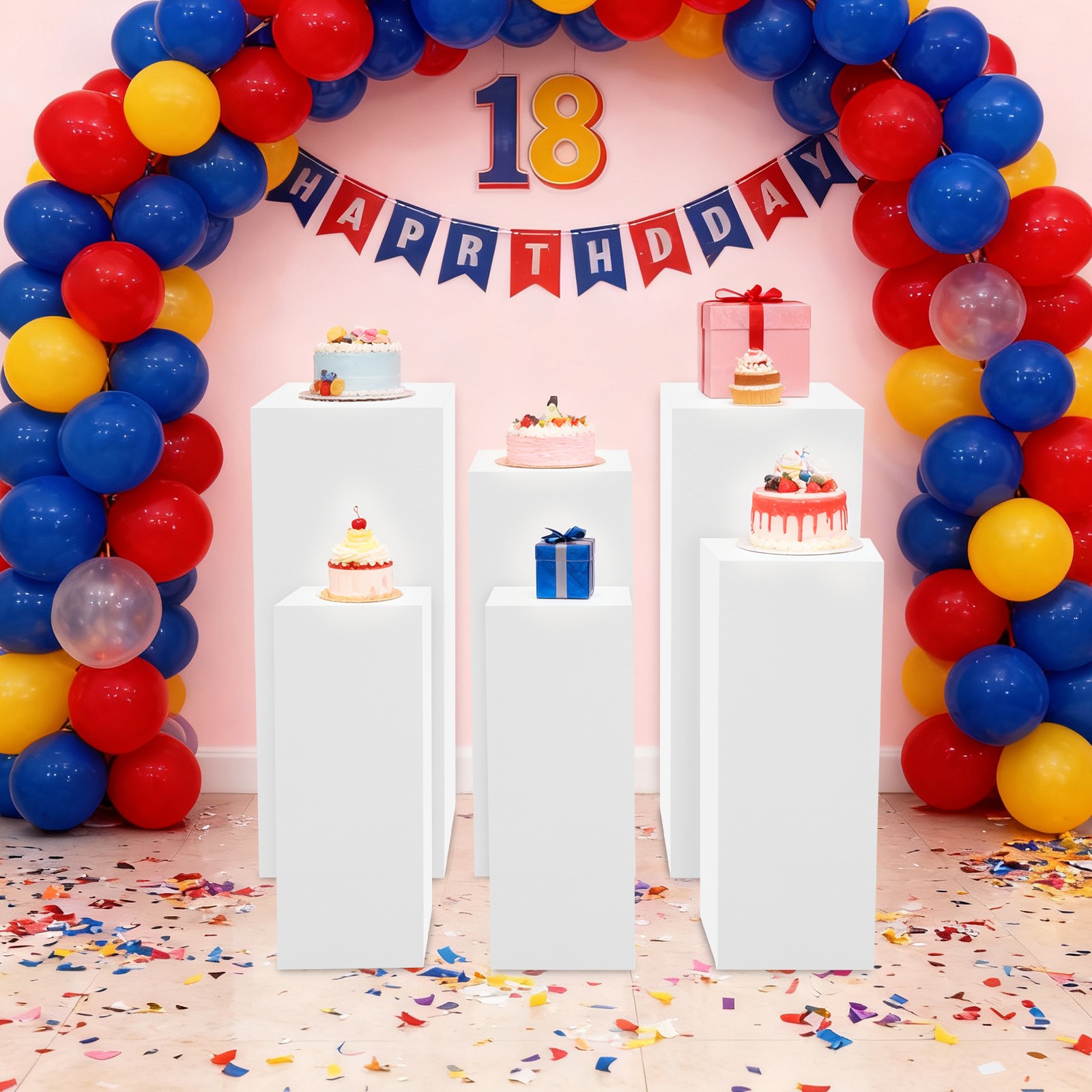 6 PCS Display Pedestal Stand, Metal Display Pedestal Stands for Birthday Party