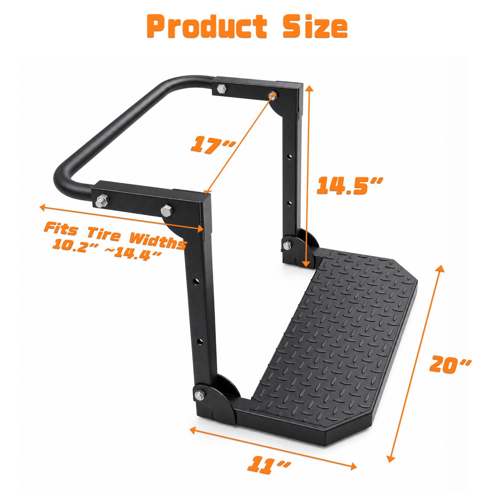 Folding Tire Mounted Step Side Step for Truck SUV&RV Fit Most 10.2-14.4in Tires