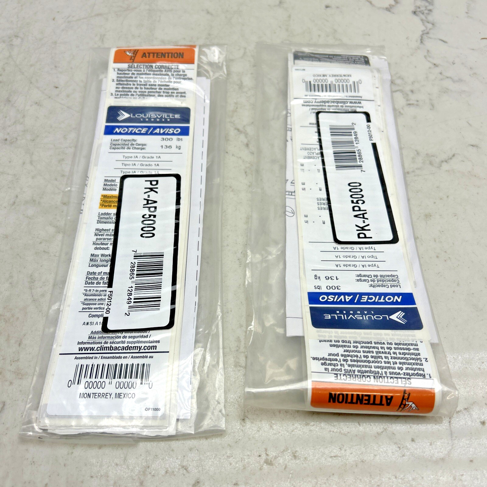 2 Pack Louisville Ladder Label Kit PK-AP5000 Lot of 2 Kits