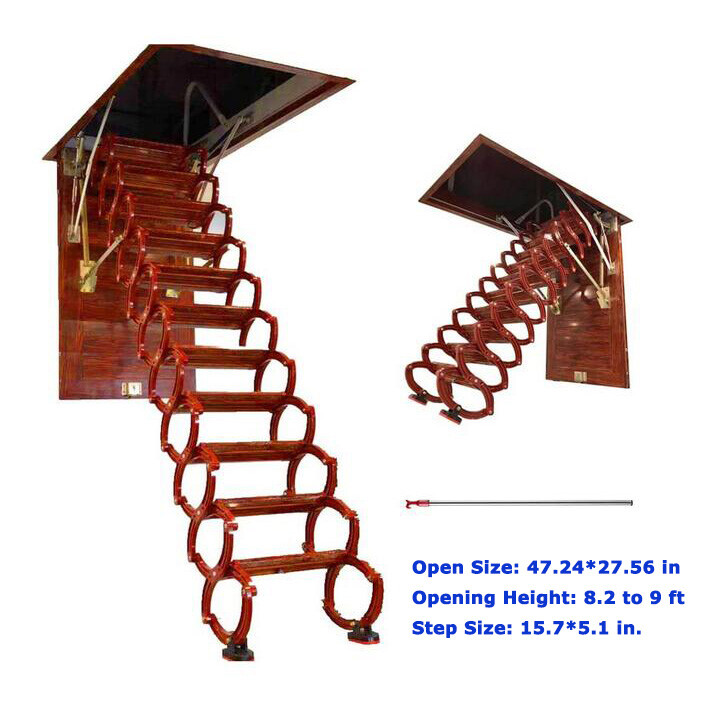 Attic Ceiling Ladder Red Loft Wall Ladder Stairs 9.8ft Ceiling Mounted 660Pounds