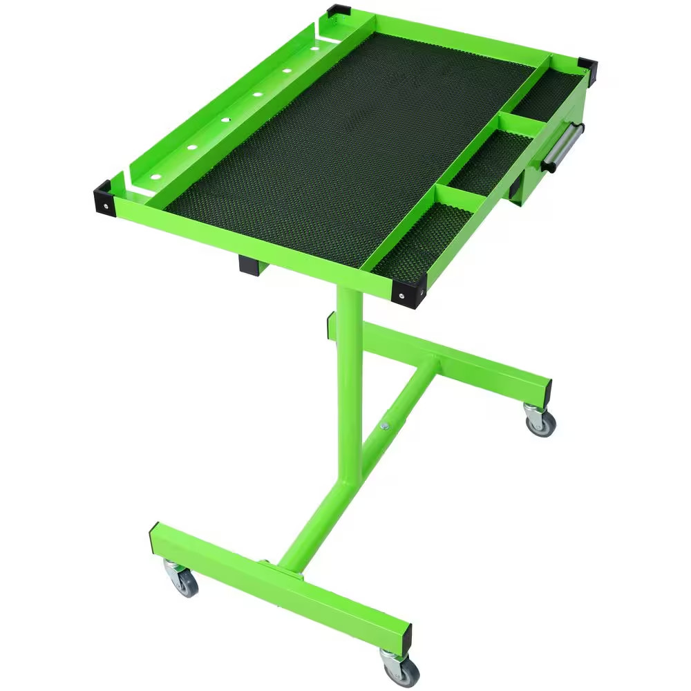 Green Heavy Duty Steel Adjustable Tear down Work Table with Drawer, 220 Pound Ca