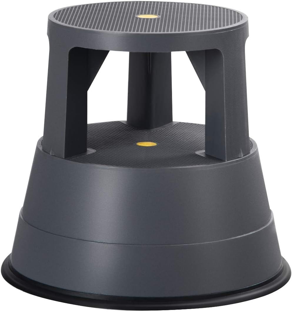 Step Stool Round 350LBS Non-Slip Locking Plastic Home/Office Rolling