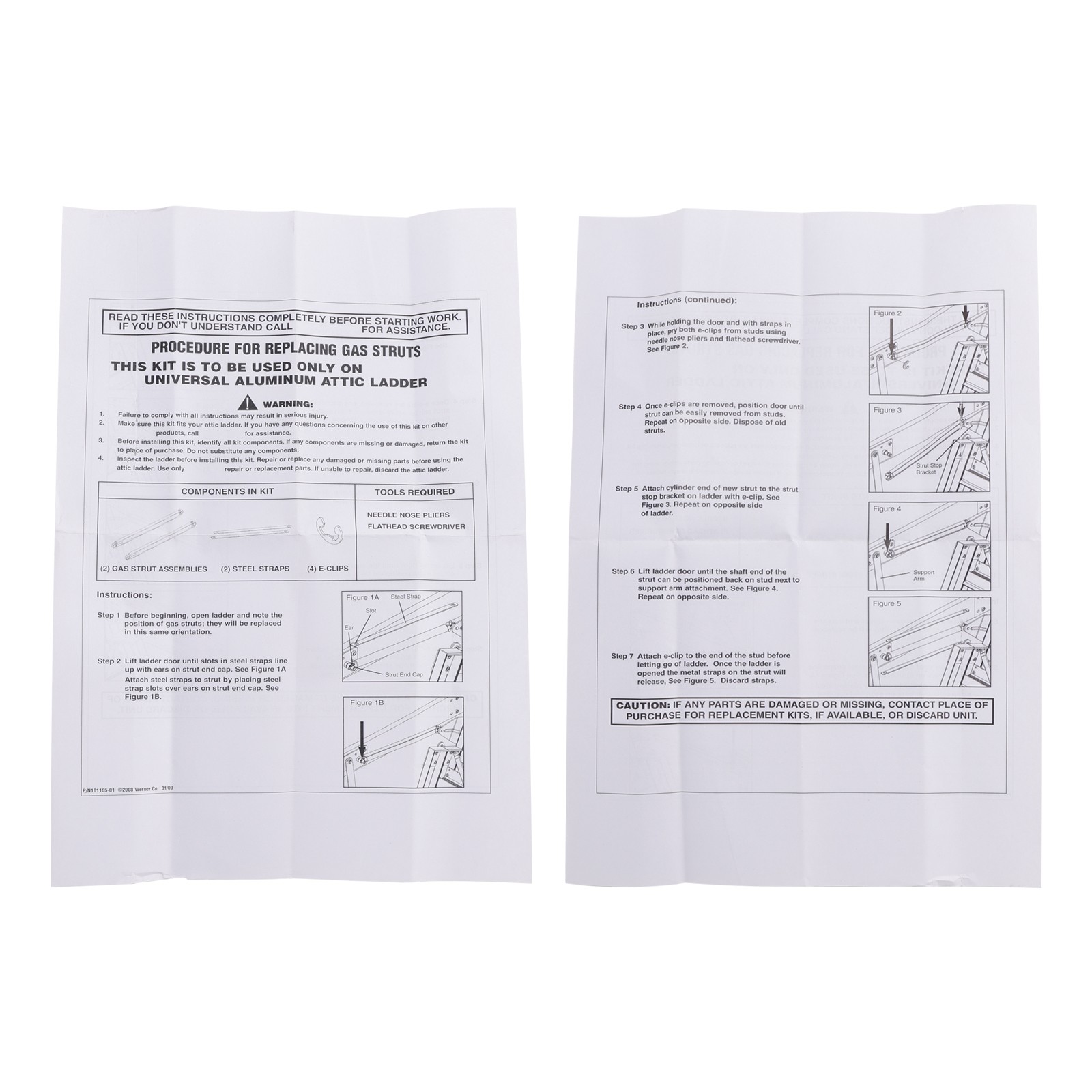2X 36-80 Standard Strut Kit For Werner Aluminum Attic Ladders AH2210 AH2210B #