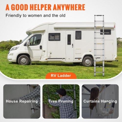 Telescoping Ladder 10.5 FT Aluminum Onebutton Retraction Collapsible