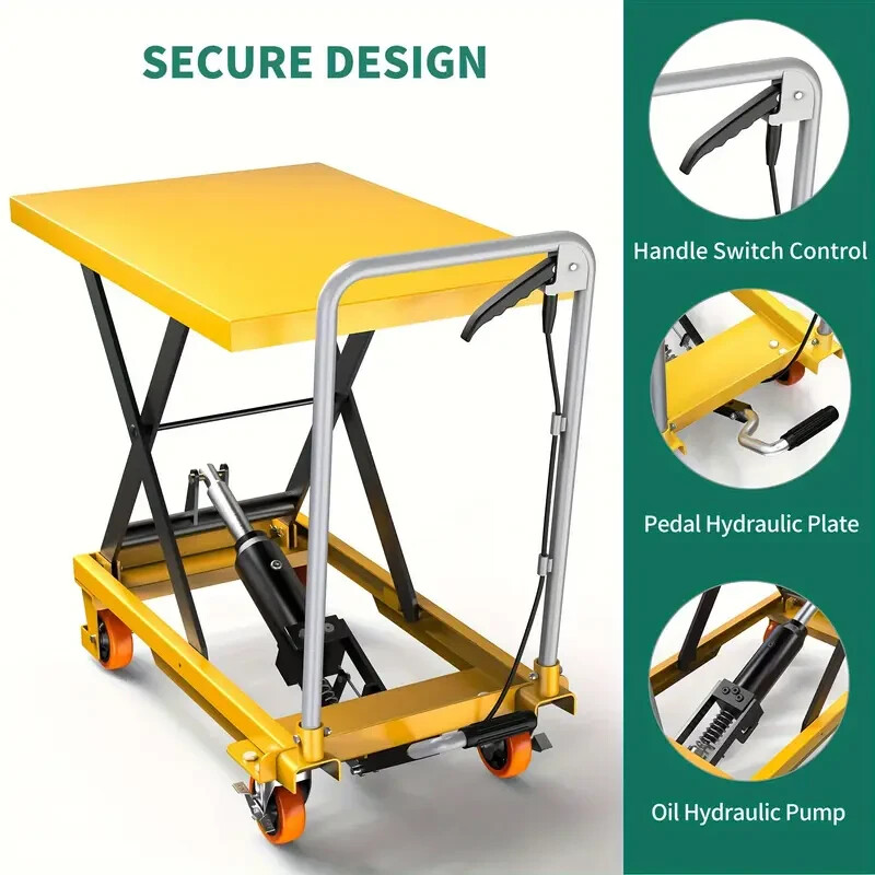 Yitahome 1000 lbs Single Scissor Hydraulic Lift Table Cart with Locking Wheels