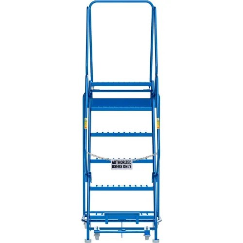 NEW 6 Step Steel Rolling Ladder, 24″W Perforated Step!!