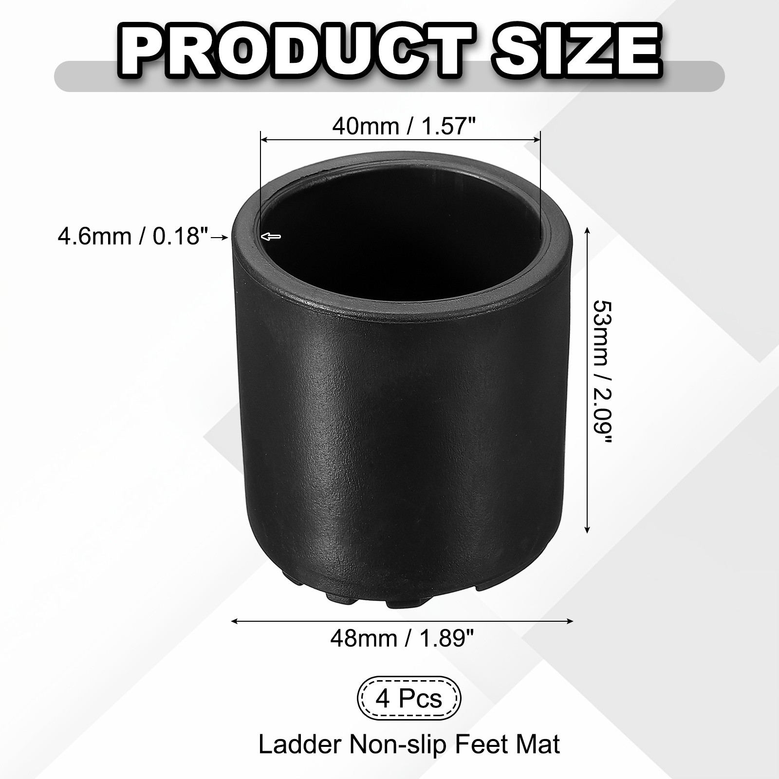 Ladder Non Slip Feet Mat (40mm ID) (4Pcs), Rubber Round Step Ladder Foot
