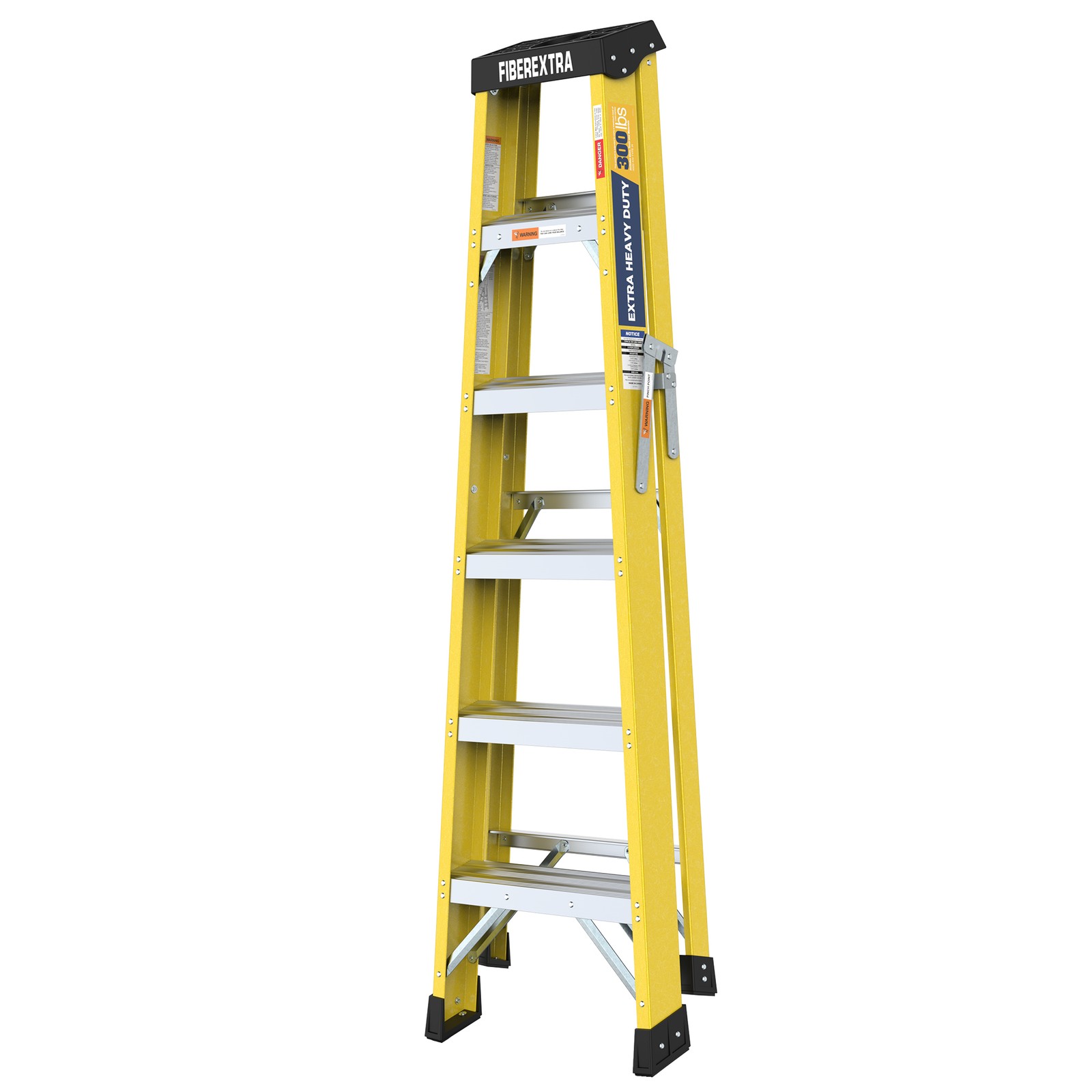 6 Step Fiberglass Reinforced Single Side Ladder Lightweight Access Ladder Yellow