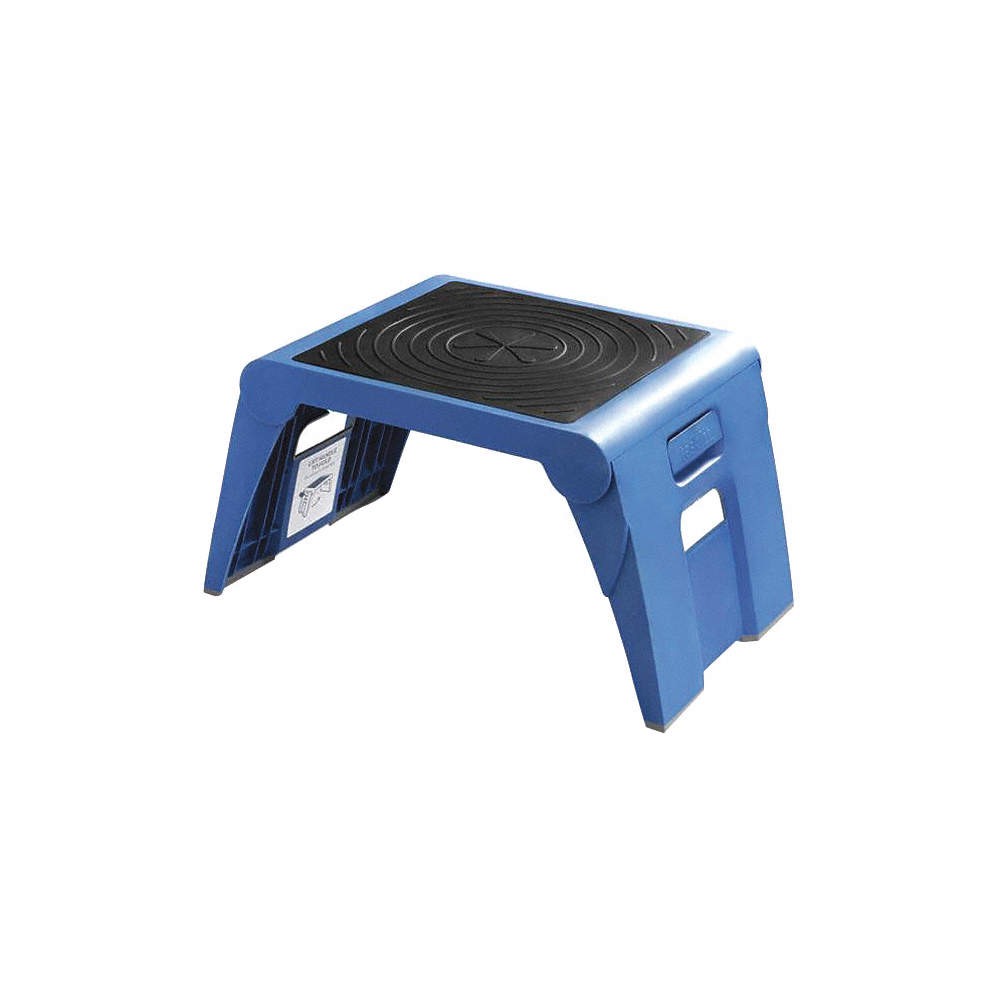 CRAMER 50051PK000063 Folding Step,Blue,300 lb Ld Cap.,Plastic 402F32