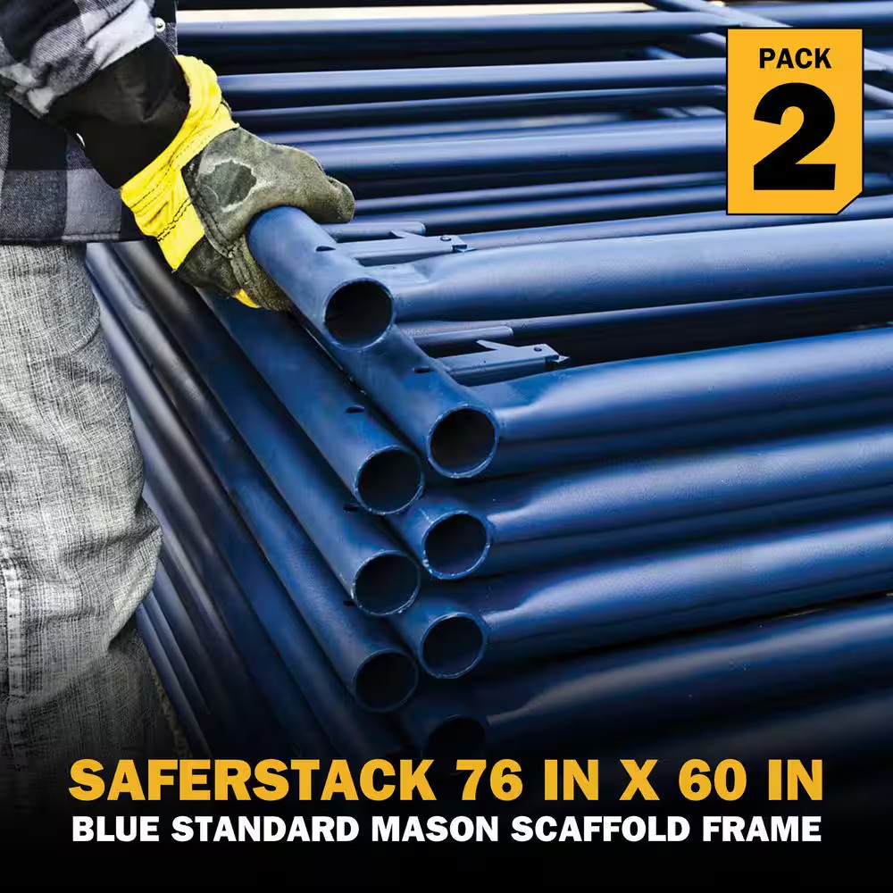 Saferstack Series 76 In. X 60 In. Blue Standard Mason Scaffold Frame, (2-Pack)