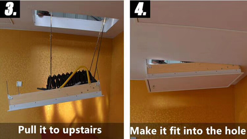 Attic Steps Pull Down 12 Steps Attic Stairs Alloy Attic Access Ladder, 9.8 feet
