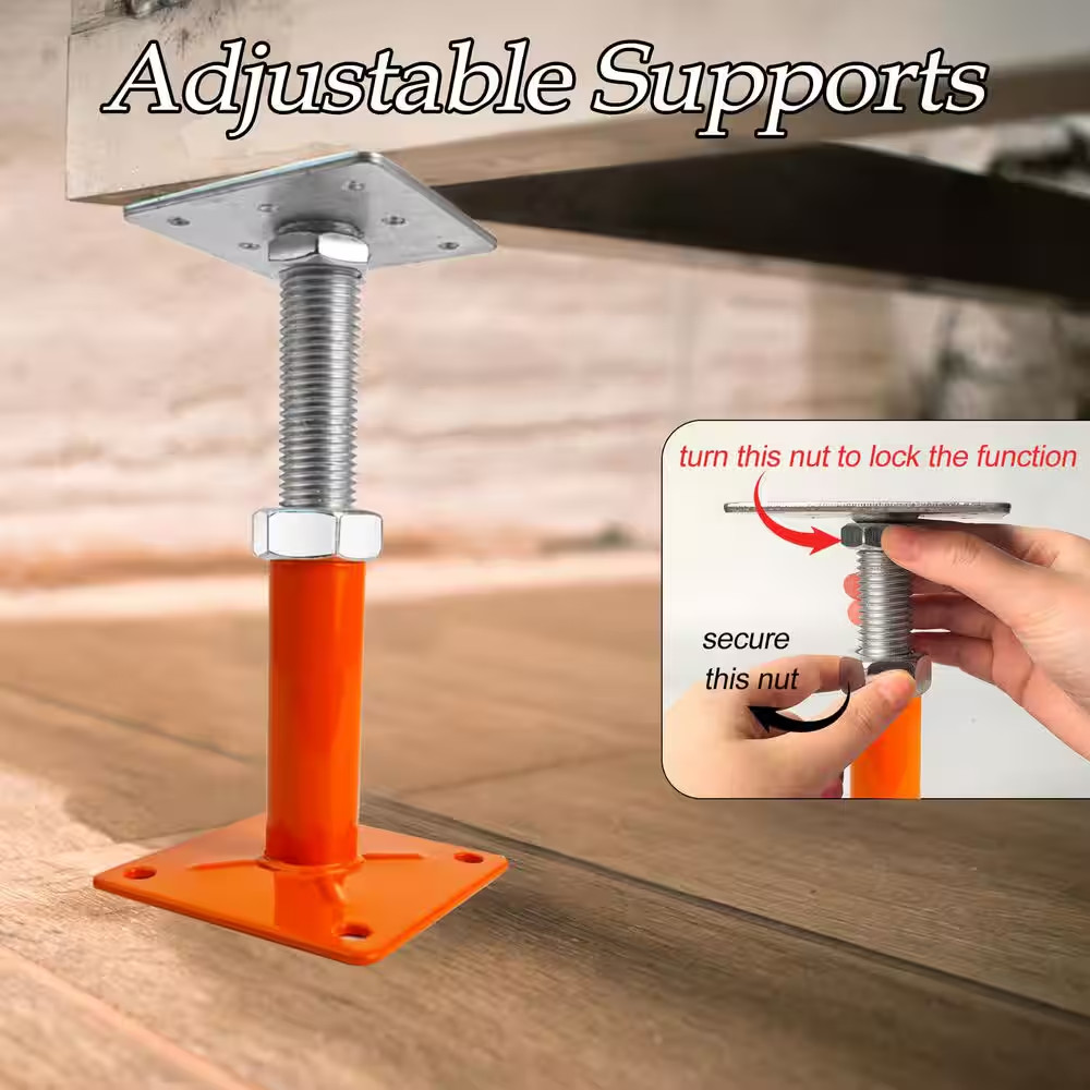 Orange Alloy Steel Painted Surface 5 In.-8 In. Mini Screw Jack Post Adjustable D