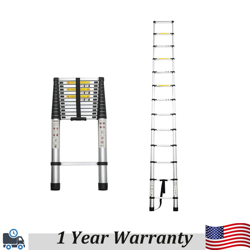12.5FT Telescoping Ladder Aluminum Folding Telescopic Extension Ladder Portable