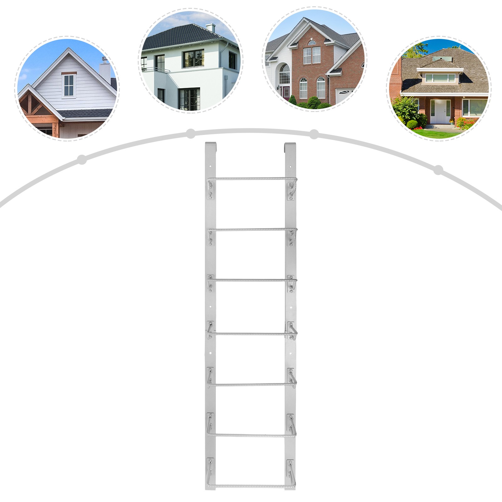 7-Steps Window Well Ladder Heavy-Duty Window Well Ladder Egress Ladder 300kg
