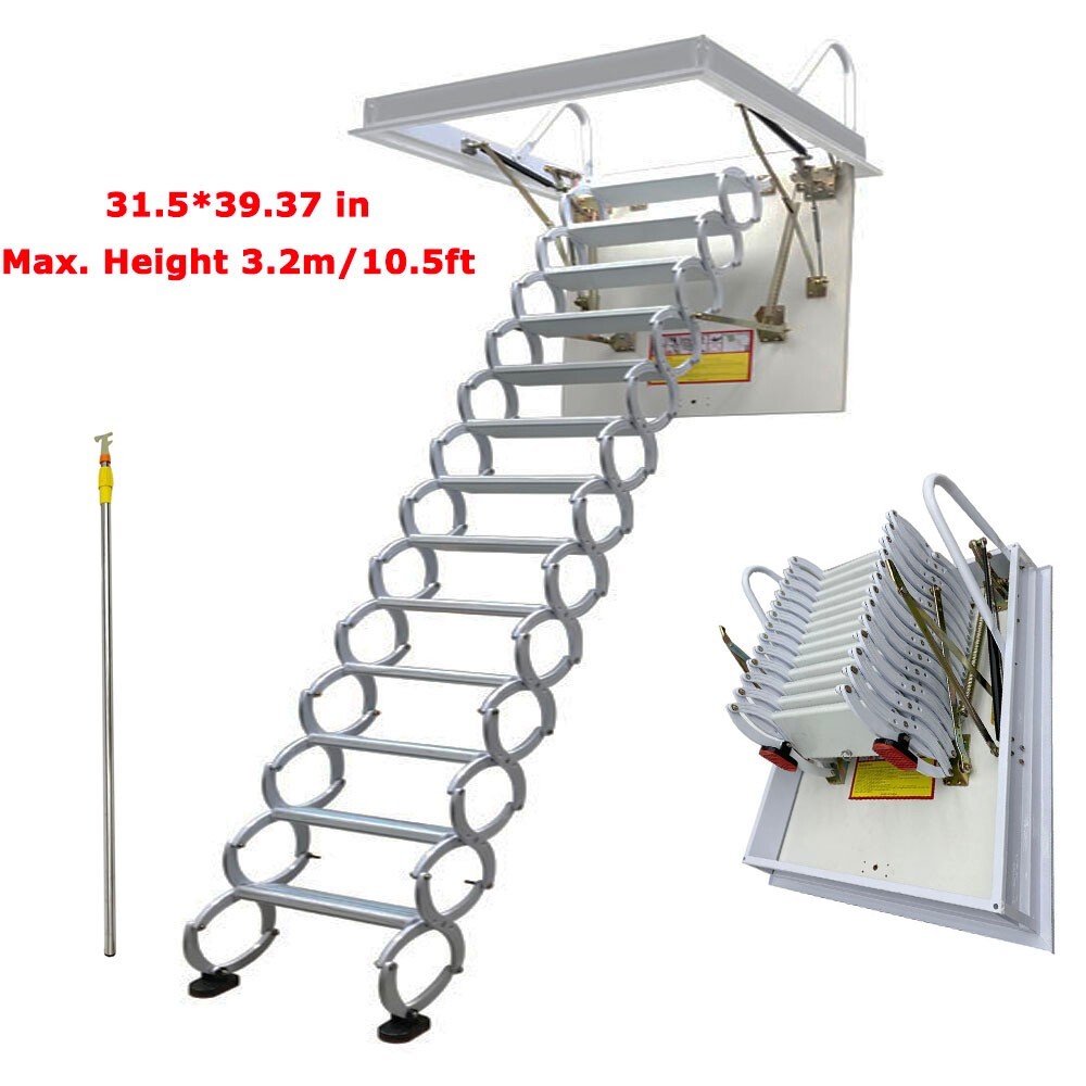Attic Loft Ladder Pull Down Attic Ceiling Stairs 13 Steps Hidden Folding Stairs