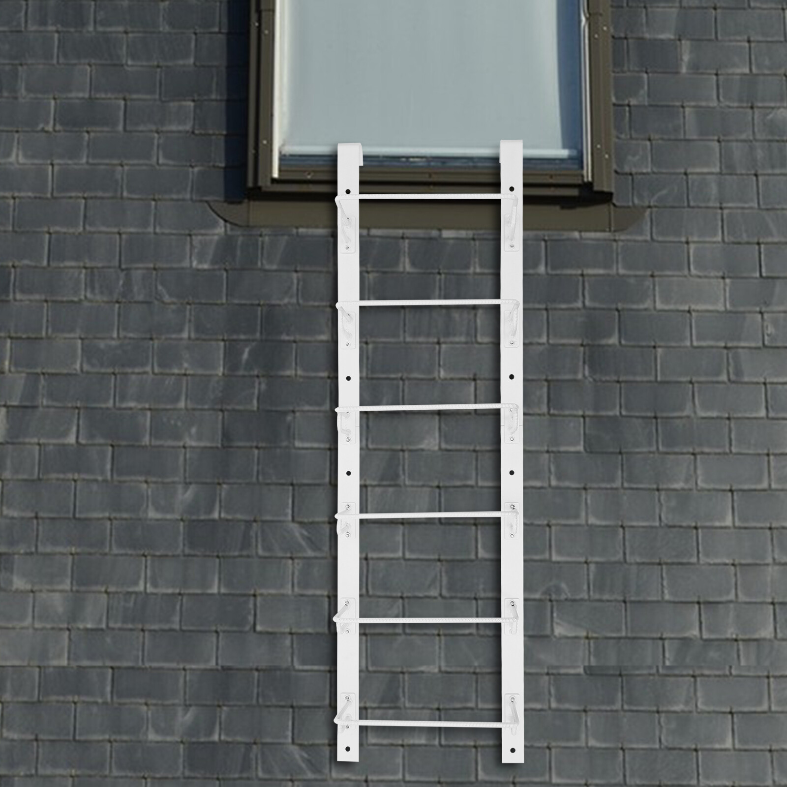 6-Steps Steel Well Ladder Egress Window Ladder Heavy-Duty Window Well Ladder