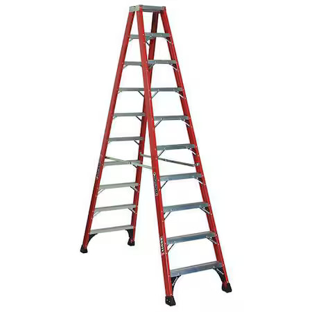 Louisville Fm1410hd 10 Ft Fiberglass Twin Stepladder, 375 Lb Capacity