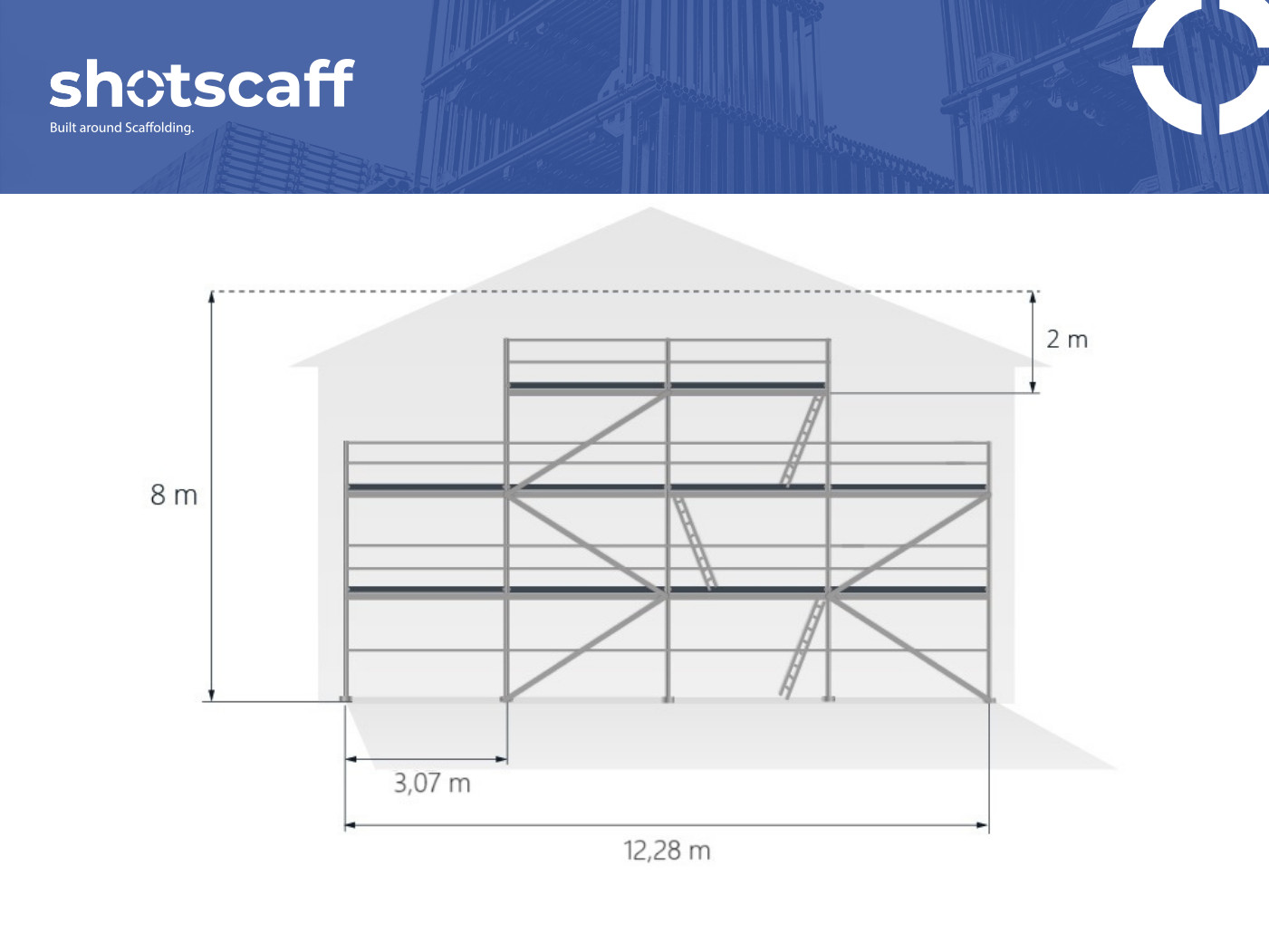 Gable scaffold 8x12m Alu-scaff 73 no used scaffolding gable wall