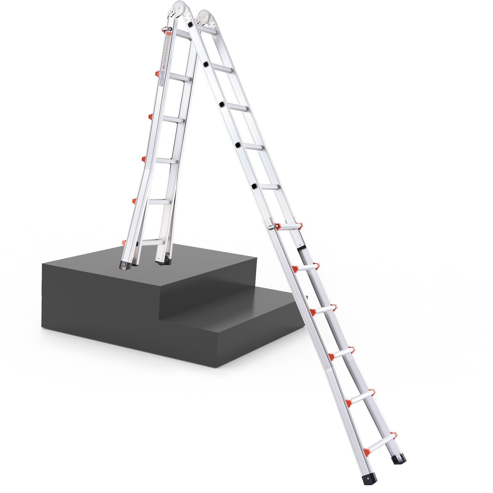 Telescoping Ladder A Frame, 20.5 FT Compact Aluminum Extension Ladder, Multi