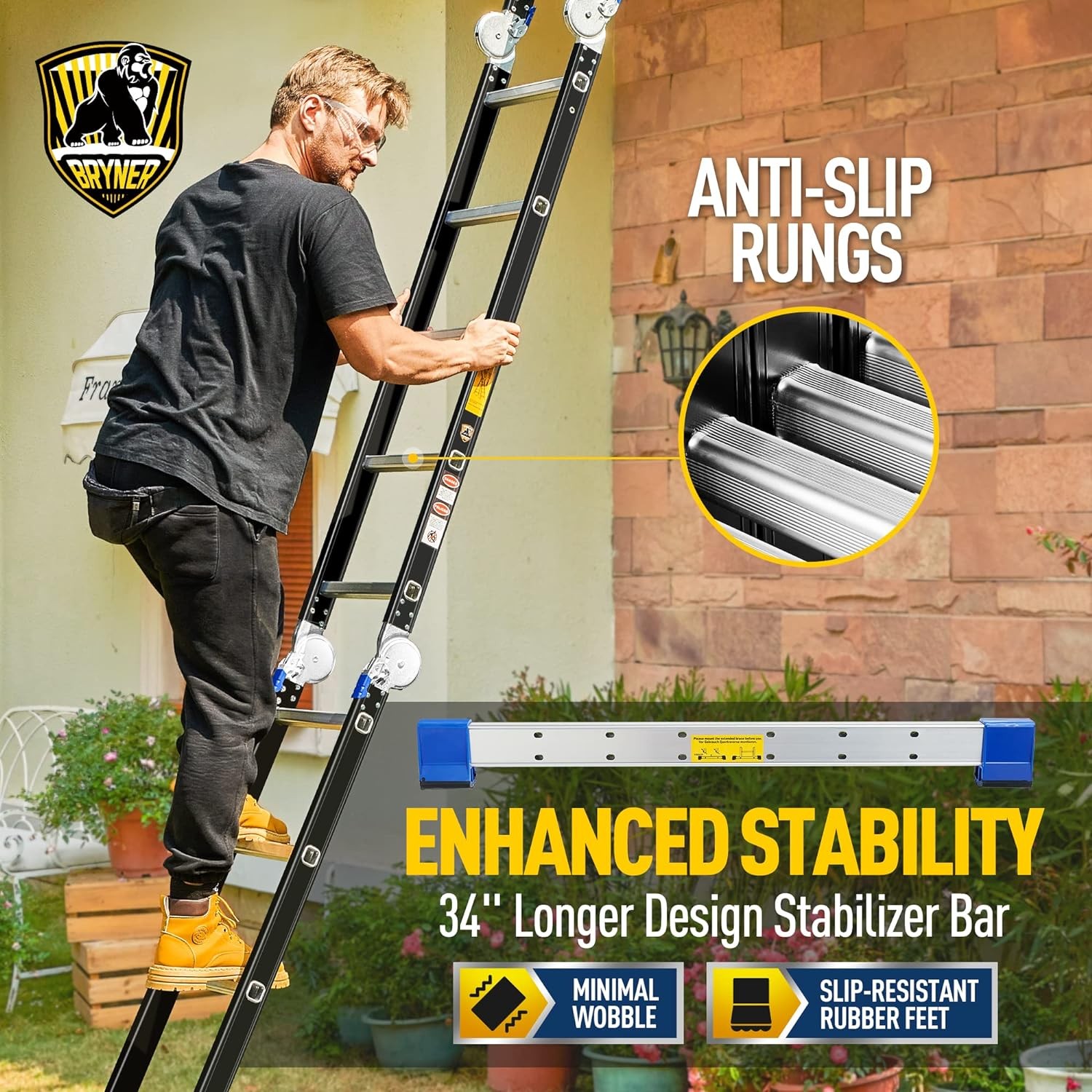 Step Folding Ladder 19.6ft Multi-Purpose Aluminium Extension Ladder 7 in 1