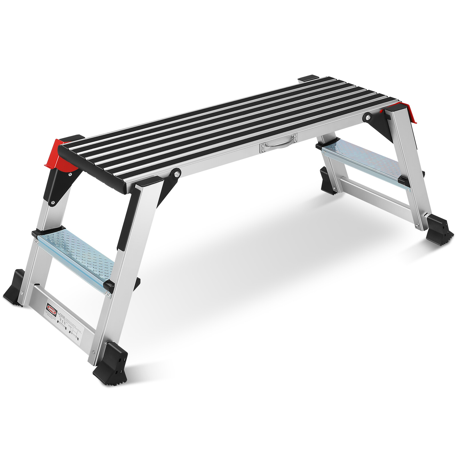 Work Platform Step Ladder, 38×12×20 Aluminum Platform Non-Slip, 330 lbs Load
